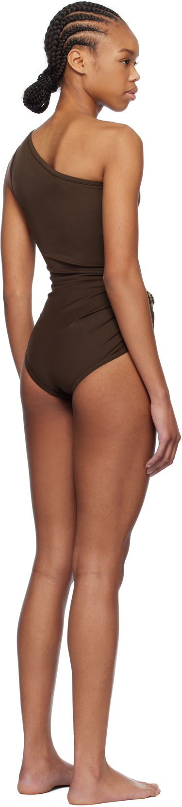 Plavky Bottega Veneta Bottega Veneta One Shoulder Buckle Swimsuit Hnedá | 813681 V3PP0, 2