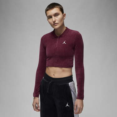 Polo tričko Nike Velour Cropped Polo Shirt Vínová | DV1400-645, 0