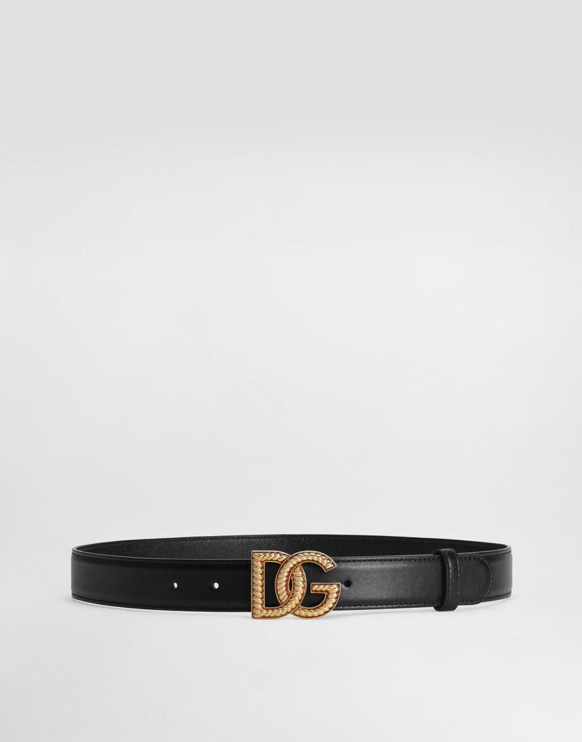 Opasok Dolce & Gabbana Dolce & Gabbana DG Logo Leather Belt Čierna | BE1663AV95680999