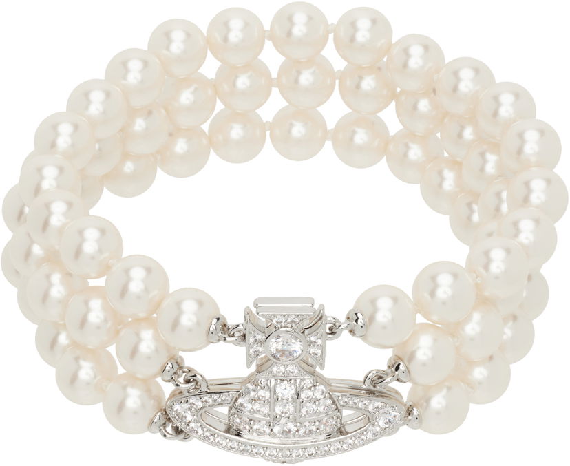 Náramok Vivienne Westwood Vivienne Westwood Graziella Three Row Pearl Bracelet Biela | 6103008J-02P132
