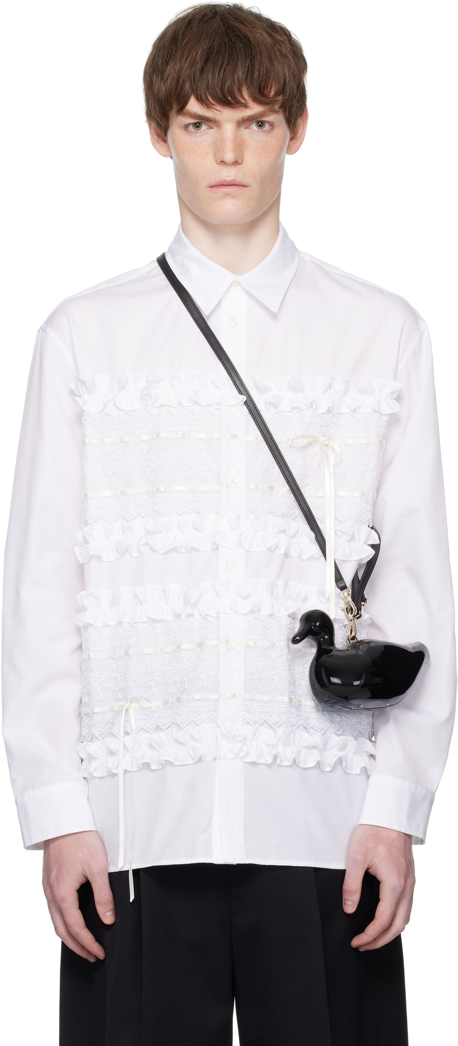 Košeľa Simone Rocha Simone Rocha Lace Ribbon Trim Shirt Biela | 5391 1025, 0