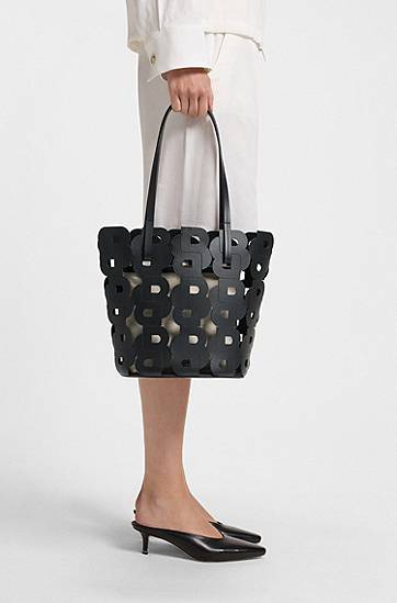 Tote bag BOSS Double B Monogram Leather Tote Bag Čierna | 50541981, 1
