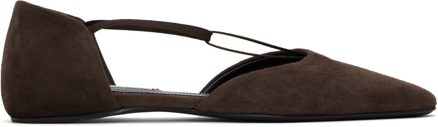 Oblečenie TOTEME TOTEME Suede T-Strap Ballerina Flats Hnedá | 252-WAS805-LE0114, 0