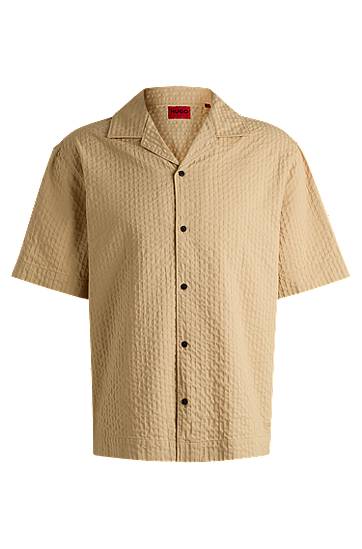 Košeľa BOSS Oversized Seersucker Shirt Béžová | 50540137, 0