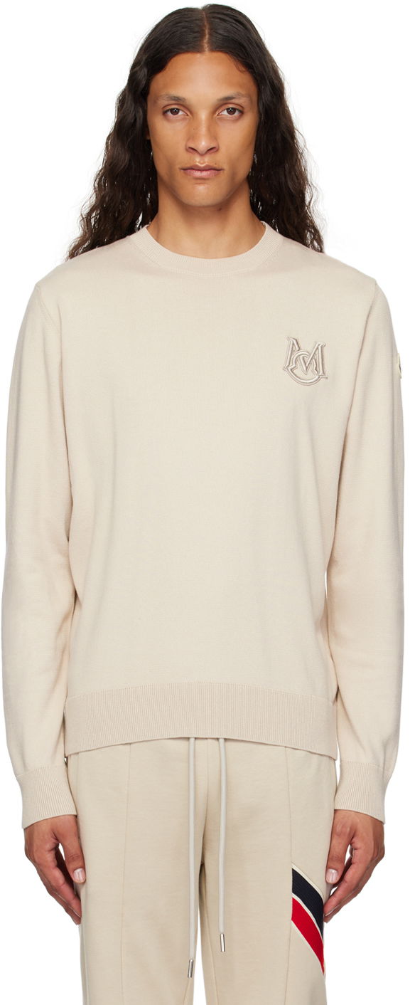 Sveter Moncler Beige Appliqué Sweater Biela | J20919C00002M1113, 0