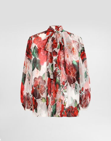 Košeľa Dolce & Gabbana Dolce & Gabbana Rose Print Chiffon Pussy-bow Blouse Rôznofarebný | F5R62TIS1Y6HA5PD, 0