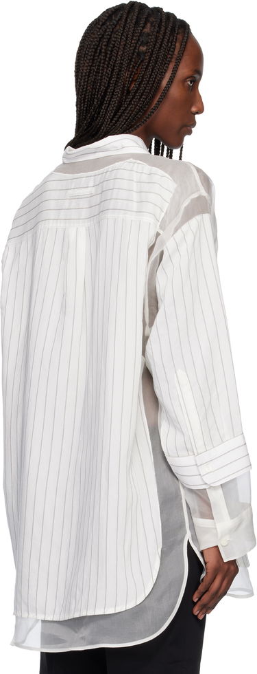 Košeľa Jean Paul Gaultier Pinstriped Long-Sleeve Button-Up Shirt with Sheer Panels Biela | 25/04-U-ST038-W038-0150, 2