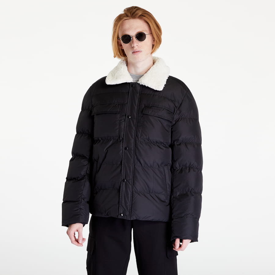 Prešívaná bunda Urban Classics Sherpa Collar Padded Shirt Jacket Čierna | TB5536 black, 0