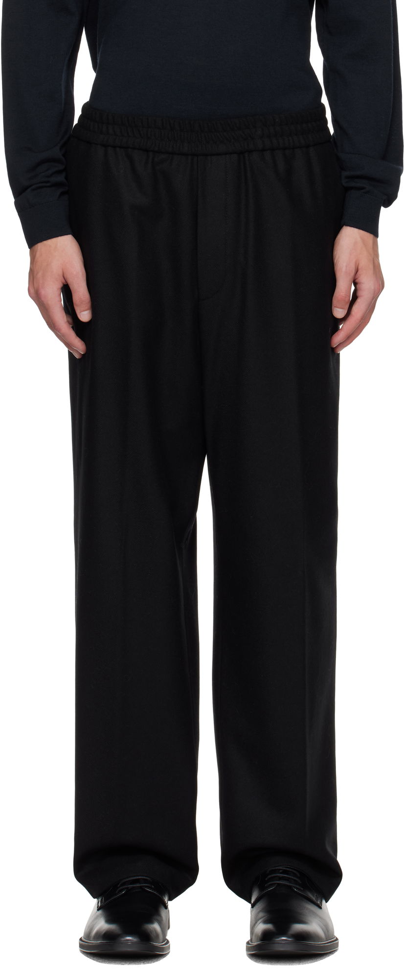 Nohavice BOSS Elasticated Waistband Tapered-Fit Trousers Čierna | 50551562