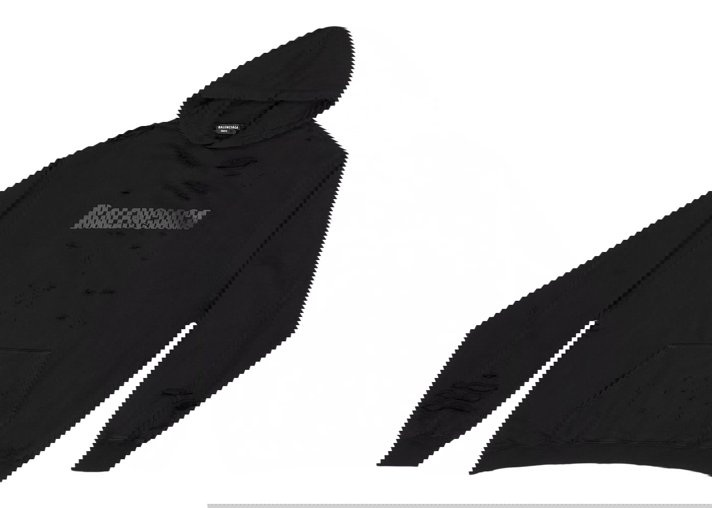 Mikina Balenciaga Caps Destroyed Oversize Fit Hoodie Čierna | 659403TKVB61781, 0
