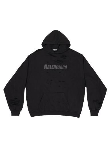 Mikina Balenciaga Caps Destroyed Oversize Fit Hoodie Čierna | 659403TKVB61781