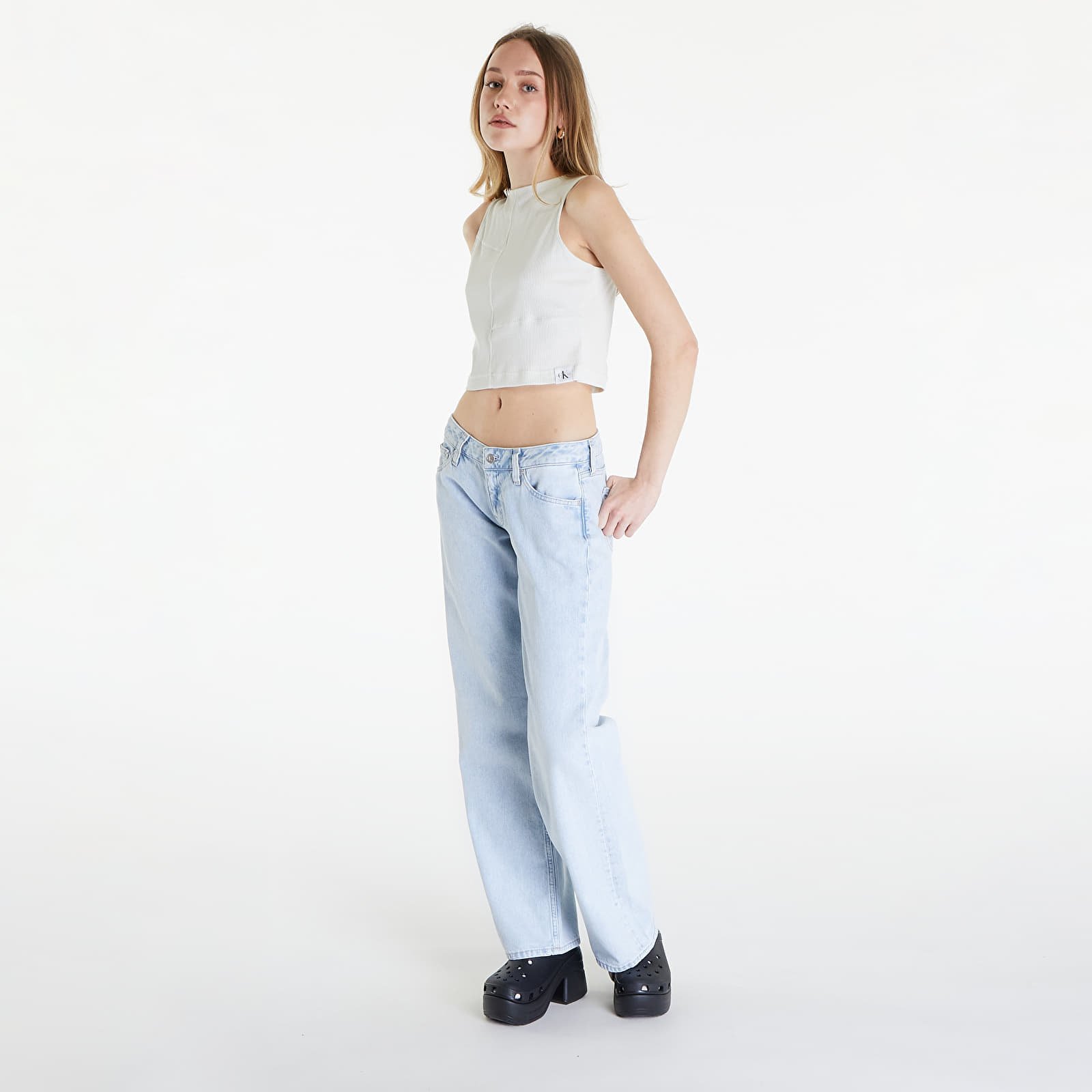Jeans Seaming Rib Tank Top Icicle
