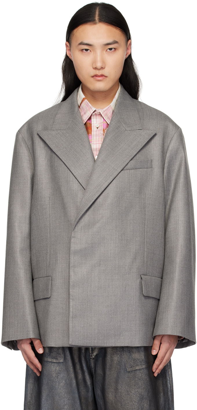 Kabáty Acne Studios Acne Studios Relaxed Blazer Šedá | BH0202-, 0