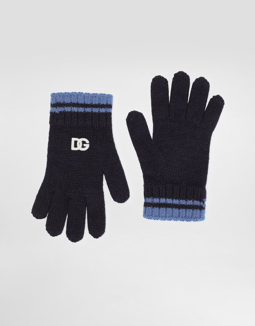 Rukavice Dolce & Gabbana Dolce & Gabbana Knitted Gloves with DG Patch Navy | LBKAC7JDVBIB3895