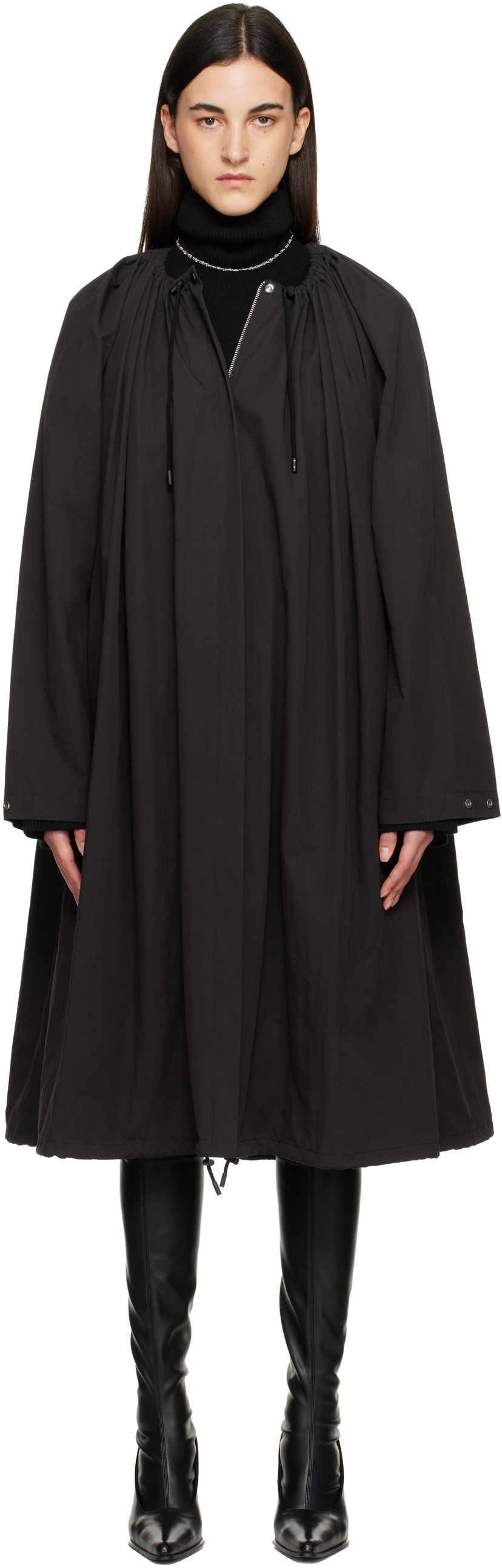 Kabáty TOTEME Gathered Parachute Coat Čierna | 254-WRO0248-FB0509