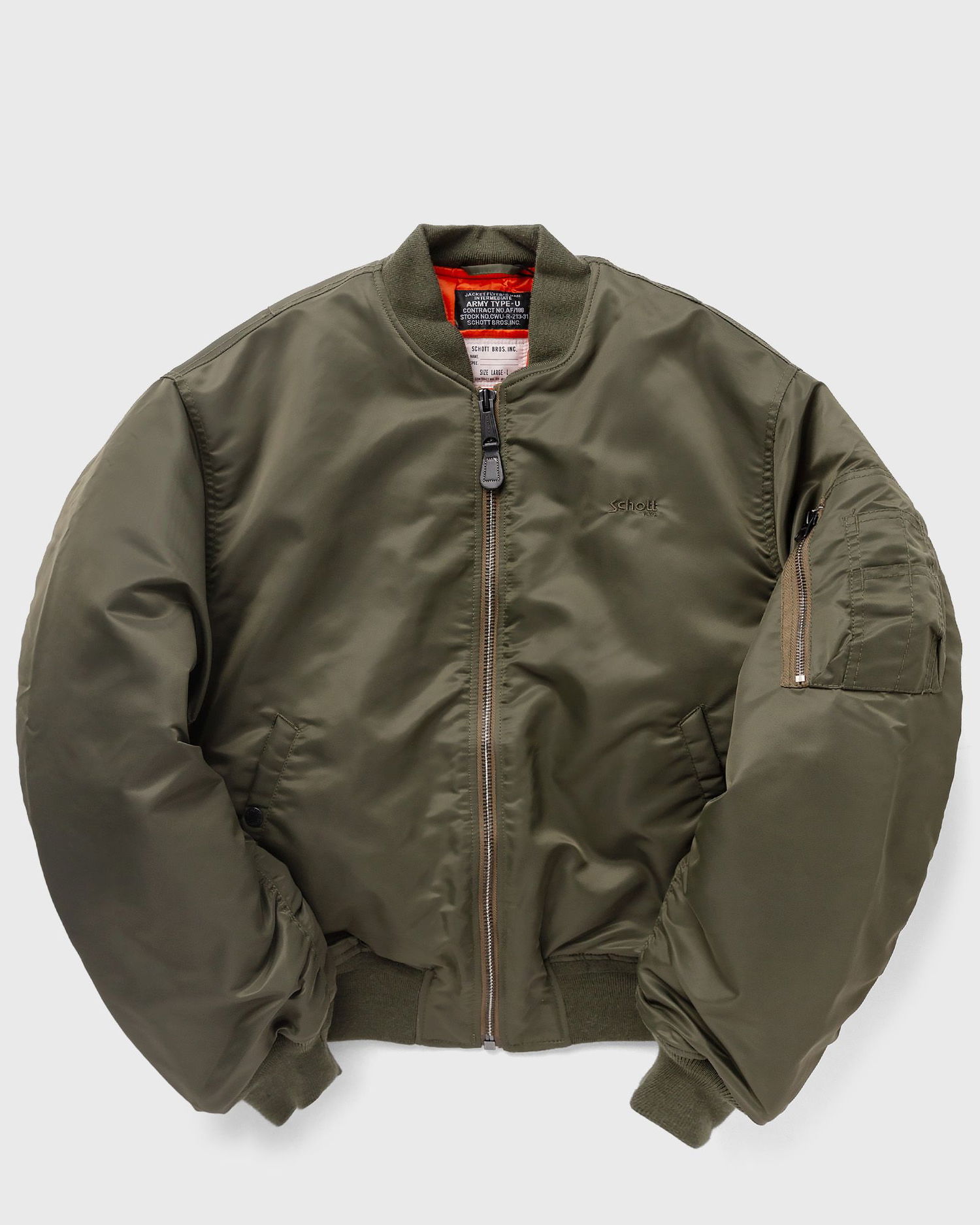 Bomber bunda Schott NYC BLOUSON BOMBER OVERSIZE Zelené | AIRFORCE90RS-ARMY-KAKI, 0