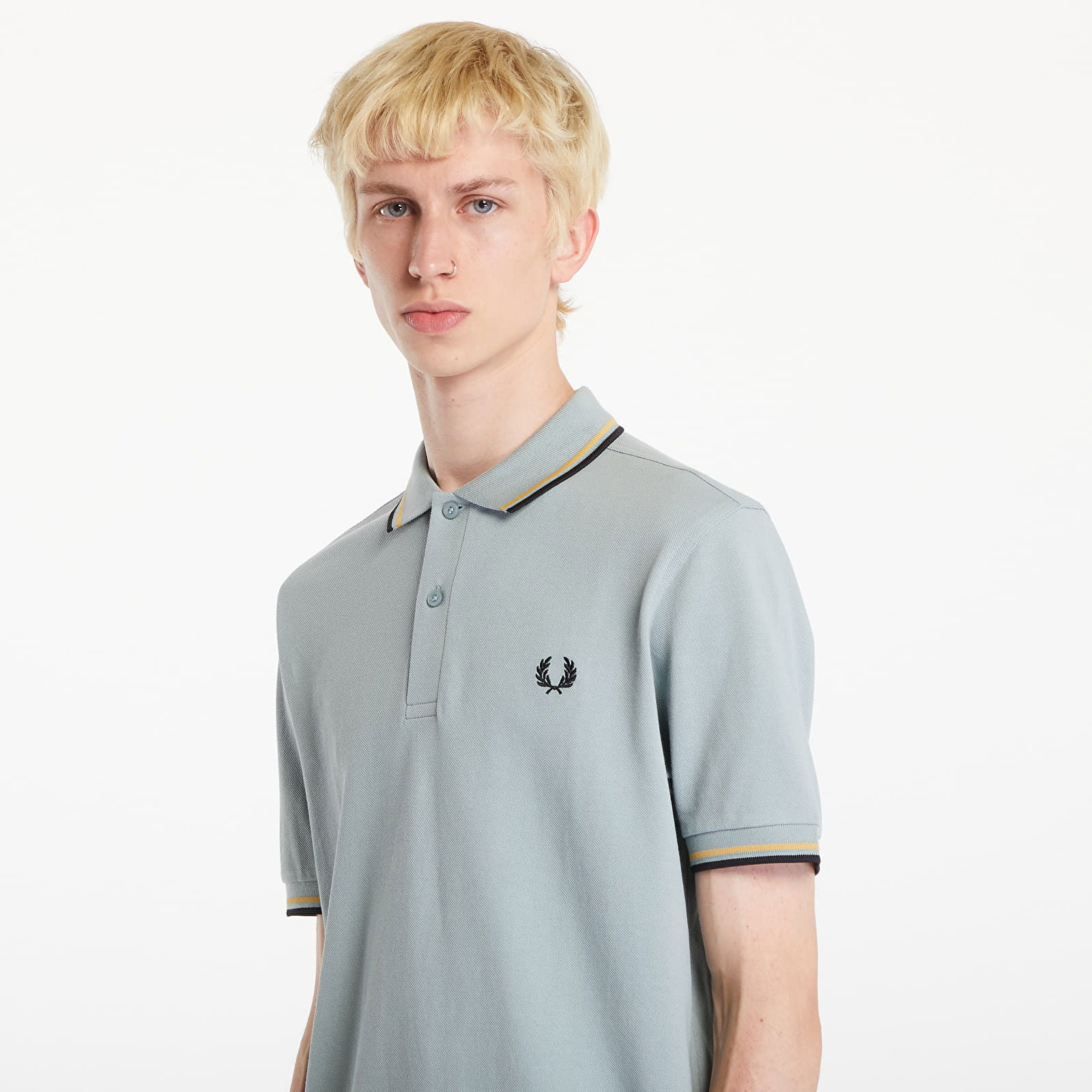 The Twin Tipped Polo Short Sleeve Tee Silver Blue/ Dark Caramel/ Black