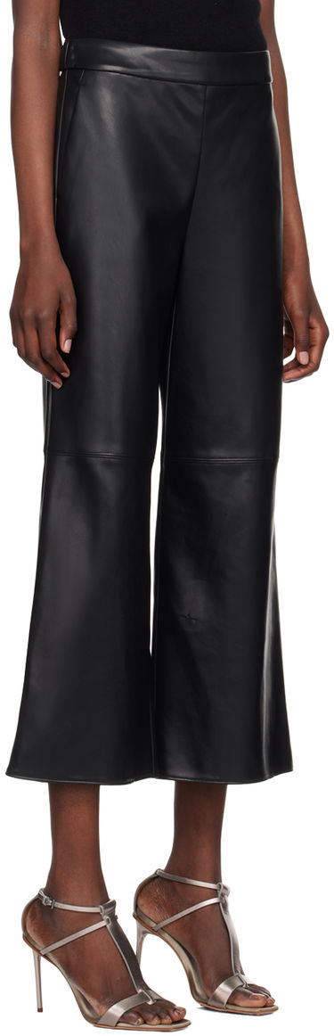 Nohavice Max Mara Max Mara Luciana Leather Wide-Leg Culottes Čierna | 2429786031600, 1