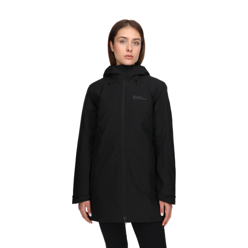 Parka Jack Wolfskin HEIDELSTEIN Hooded Longline Parka Čierna | 1115681-6000