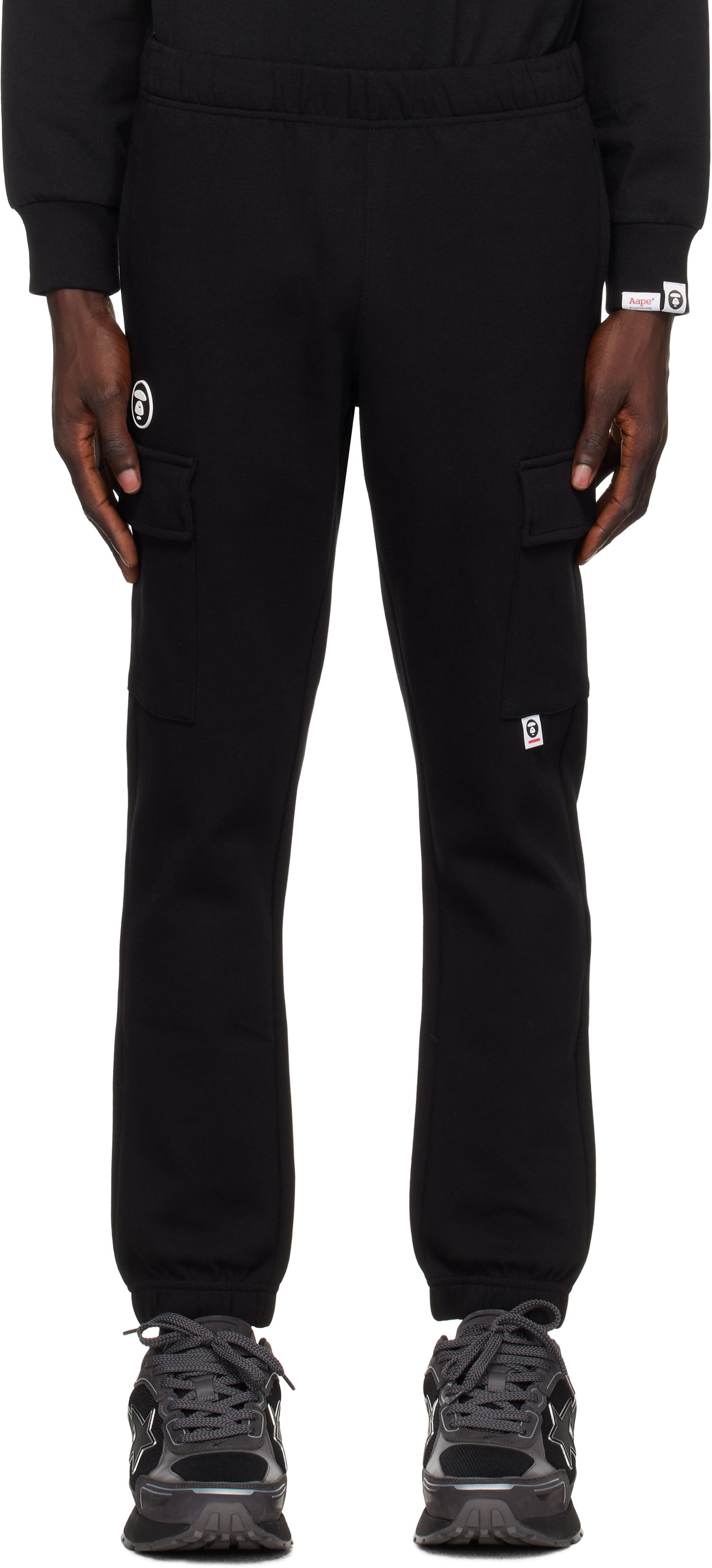Tepláky AAPE by A Bathing Ape AAPE by A Bathing Ape 'AAPE Now' Cargo Sweatpants Čierna | AAPPTMB628XXNBKX, 0