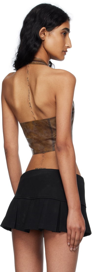 Tielko Miaou Miaou Mara Latex Halter Top Hnedá | 7048LTXLEO, 2