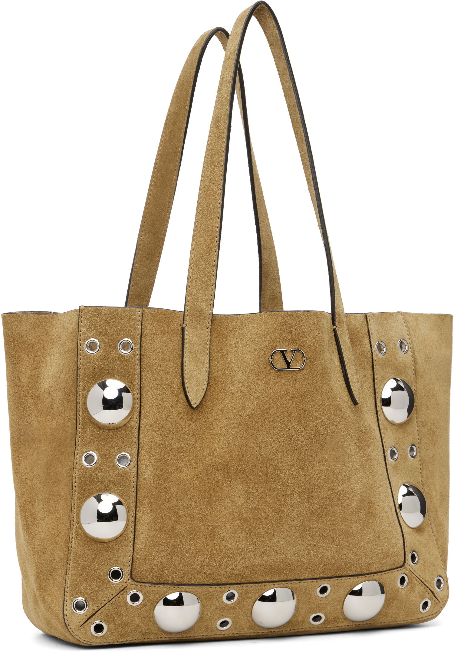 Tote bag Valentino Medium Nellcôte Suede Studded Tote Béžová | 7W2B0R88JET, 1