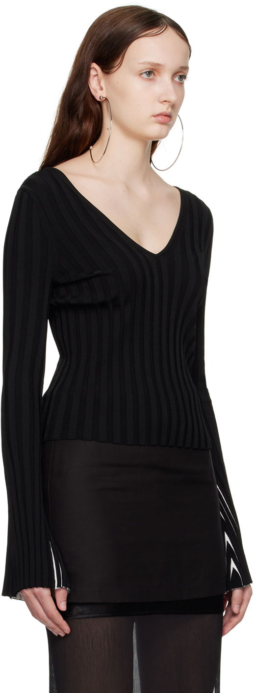Sveter Helmut Lang Women's Ribbed Knit Sweater Čierna | N01HW717, 1