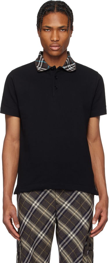 Polo tričko Burberry Burberry Cotton Polo with Plaid Collar Čierna | 8103865, 0