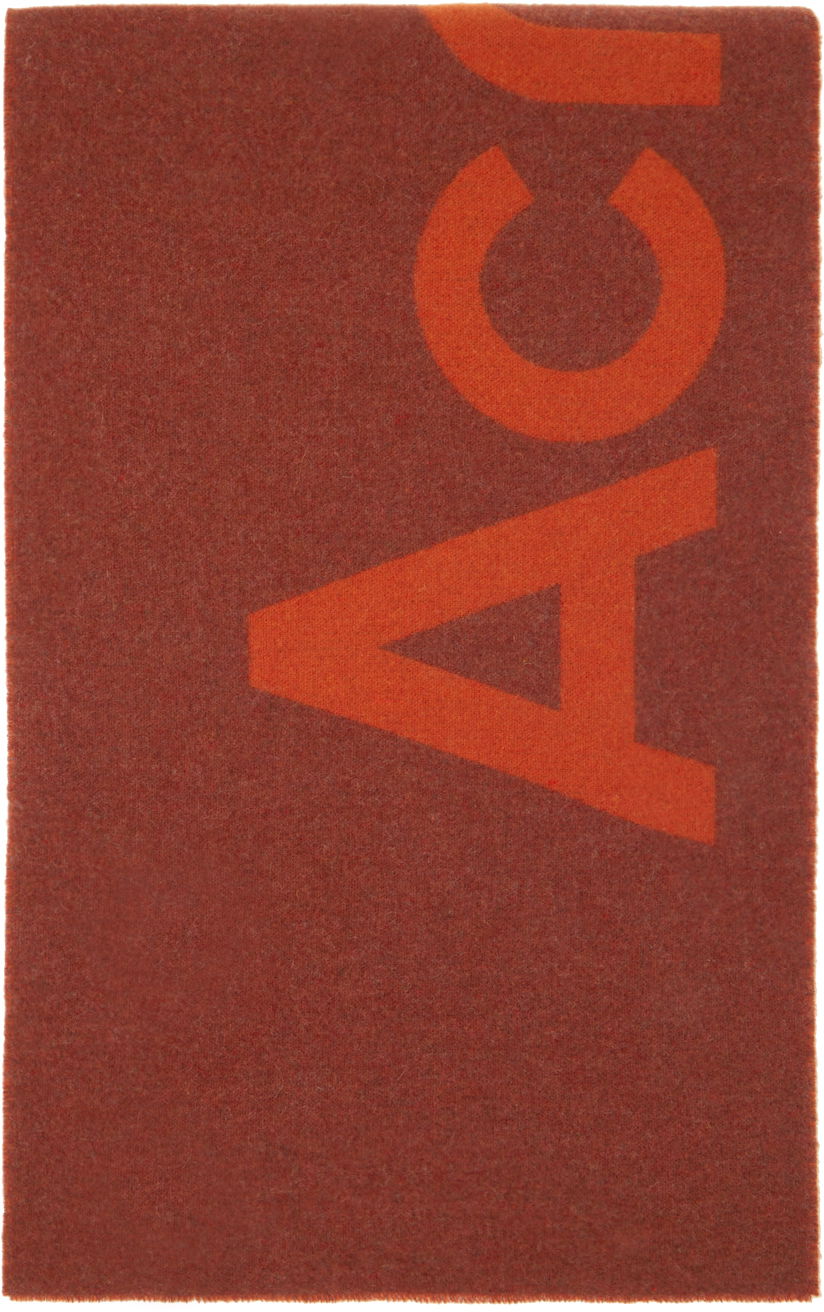 Oblečenie Acne Studios Brown & Orange Logo Jacquard Scarf Červená | CA0154-, 0