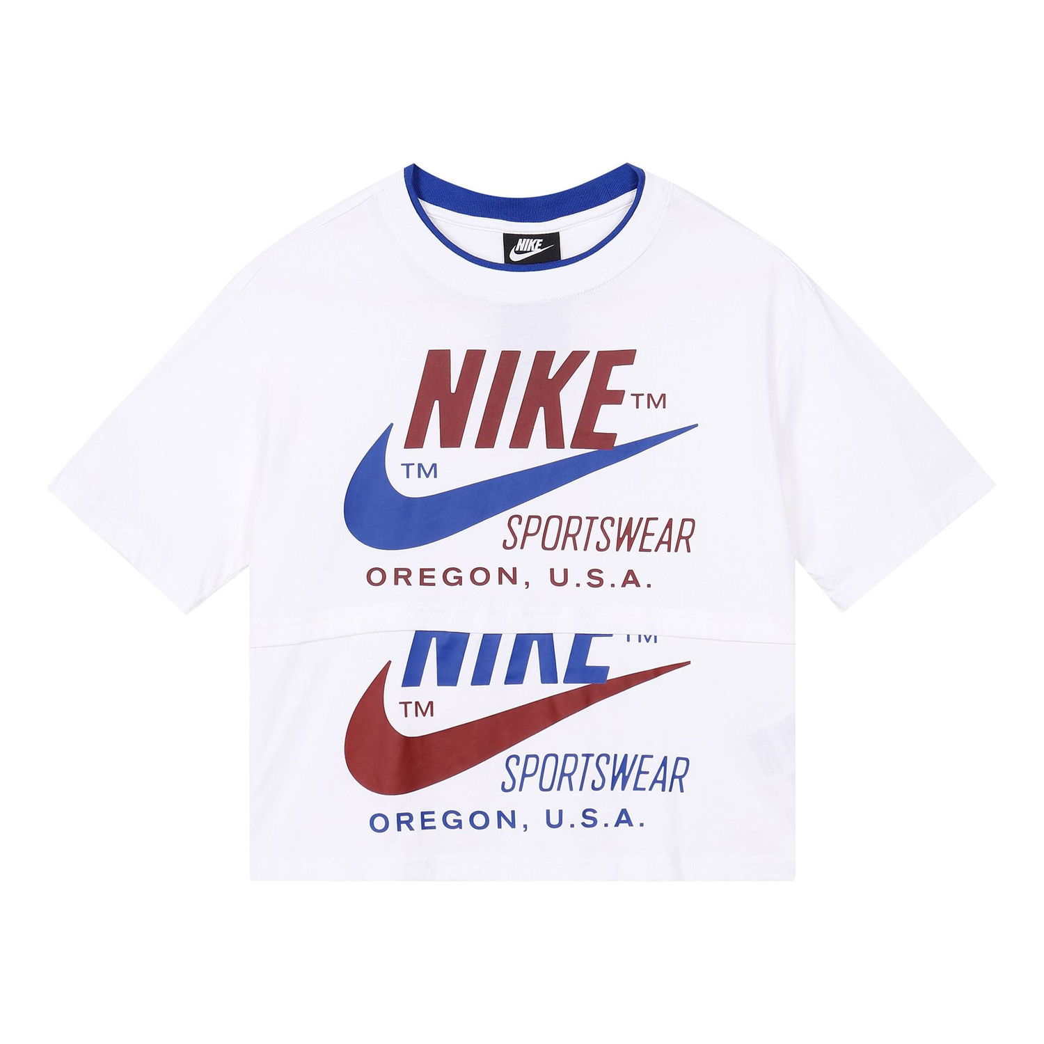 Crop Top Nike Logo Splicing Short Sleeve T-Shirt Biela | CJ2041-100, 0