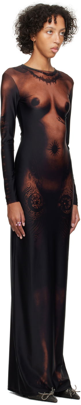 Šaty Jean Paul Gaultier Jean Paul Gaultier 'The Long Ebony Body Tattoo' Maxi Dress Čierna | 23/15-F-RO069-J527-67, 1