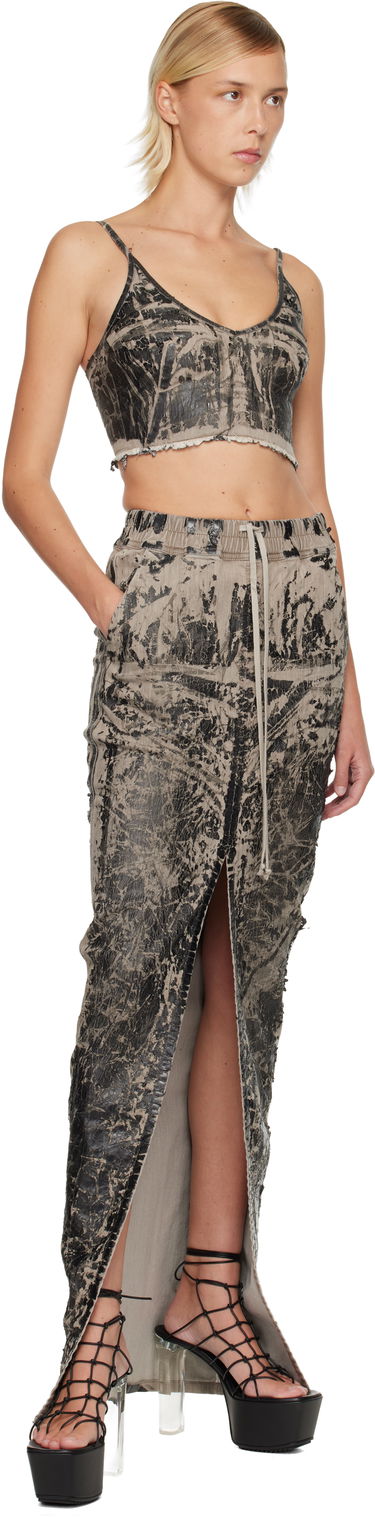 Crop Top Rick Owens Rick Owens DRKSHDW Concordians Marbled Coated Denim Frayed Hem Crop Top Rôznofarebný | DS02E7132 SDWF, 3