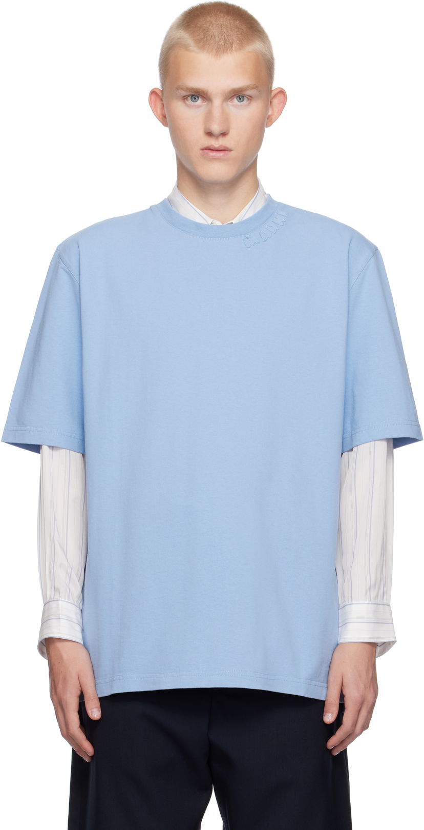 Tričko Marni Oversized T-shirt Modrá | HUMU0287X0 UTC406