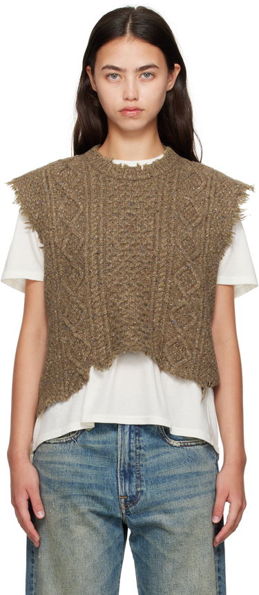 Sveter R13 R13 Boyfriend Cable Knit Wool Vest Hnedá | R13WY228-Y209A, 0