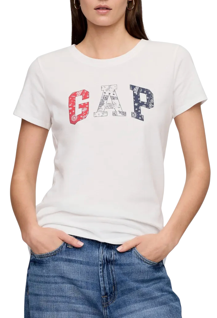 Tričko GAP T-Shirt Classic Logo Bandana Pattern Biela | 776775-03