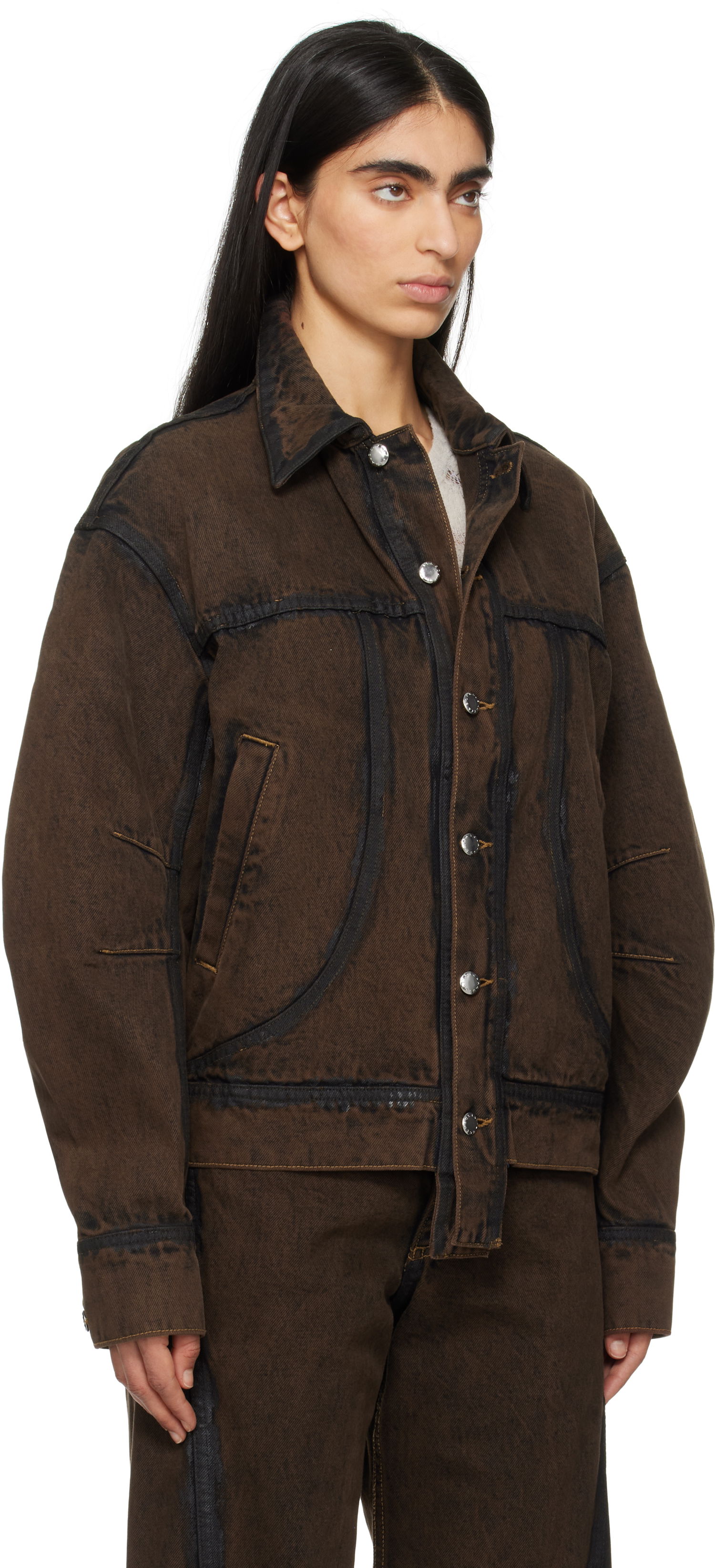 Bunda Eckhaus Latta Eckhaus Latta EL Redux Denim Jacket Hnedá | 1224-EL-PS25-O -, 1