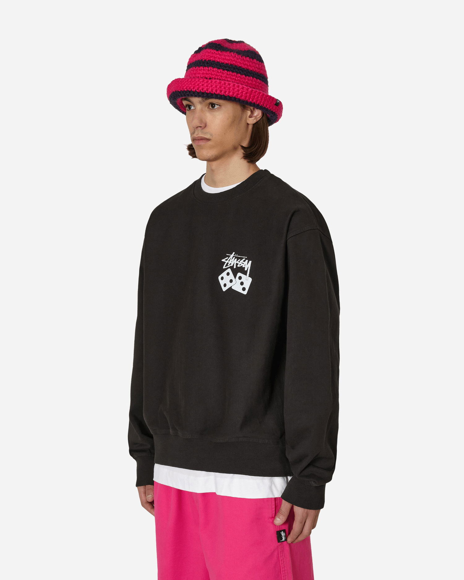 Mikina Stüssy Dice Pigment Dyed Crewneck Sweatshirt Čierna | 1914883 BLAC, 1