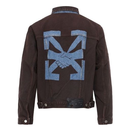 Bomber bunda Off-White Off-White Arrow Handshake Print Denim Jacket Hnedá | OMYE061F20DEN0036064