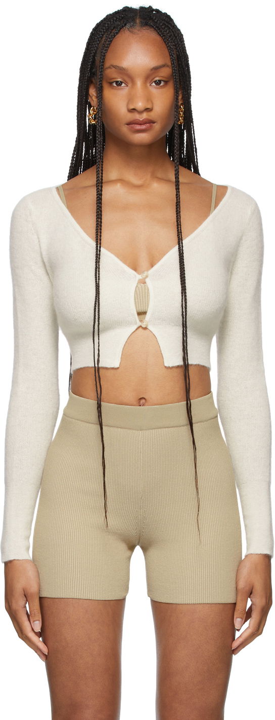 Crop Top Jacquemus Off-White La Montagne 'Le Cardigan Alzou' Biela | 213KN203-2360, 0