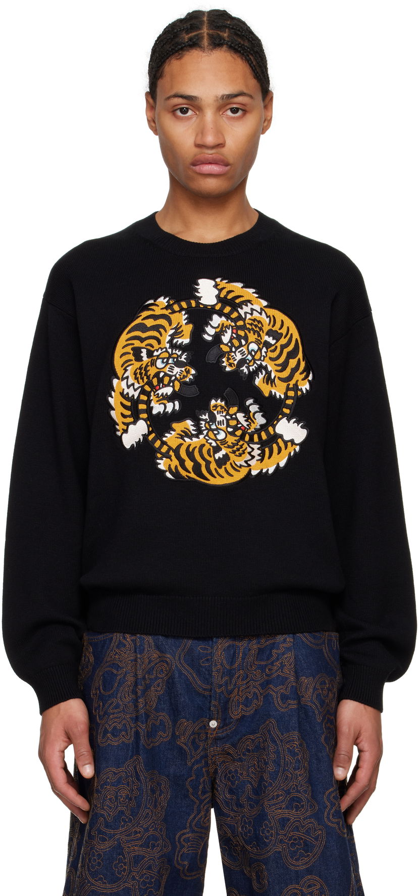 Sveter KENZO VERDY Edition Embroidered Sweater Čierna | FF58PU7133CR