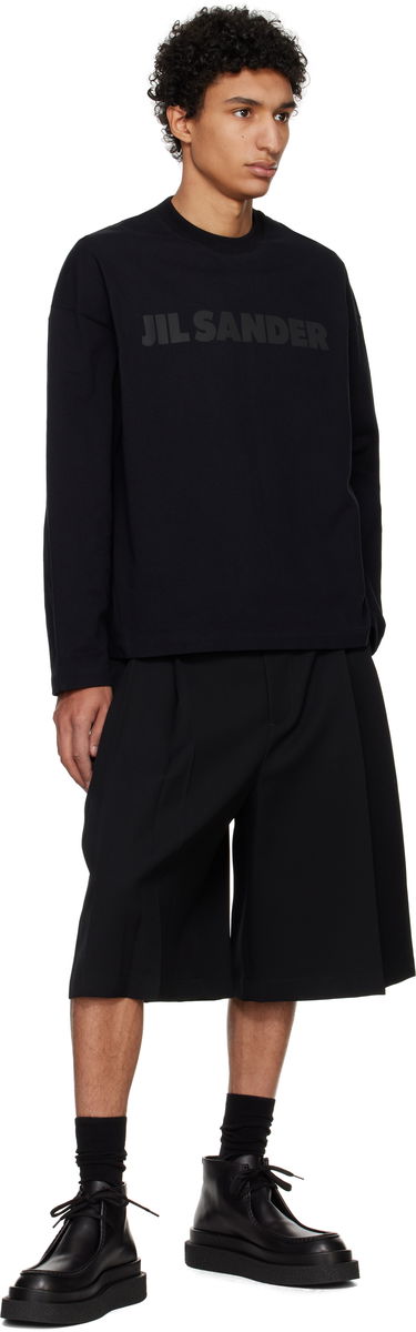 Tričko Jil Sander Black Printed-Logo Long Sleeve T-Shirt Čierna | J21GC0167_J20243, 3