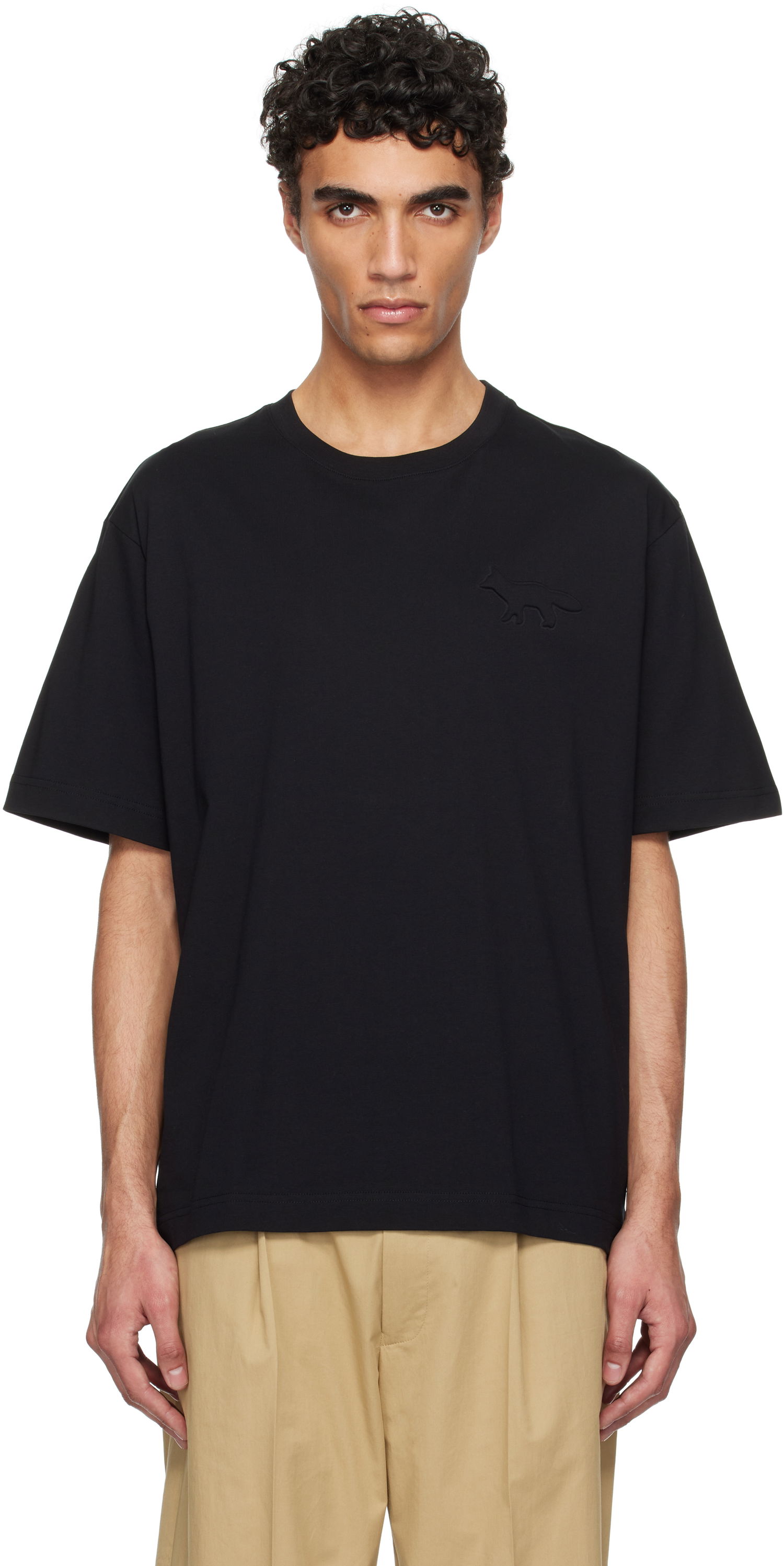 Tričko MAISON KITSUNÉ Maison Kitsuné Embossed Fox Oversize T-Shirt Čierna | OM00116KJ7016, 0