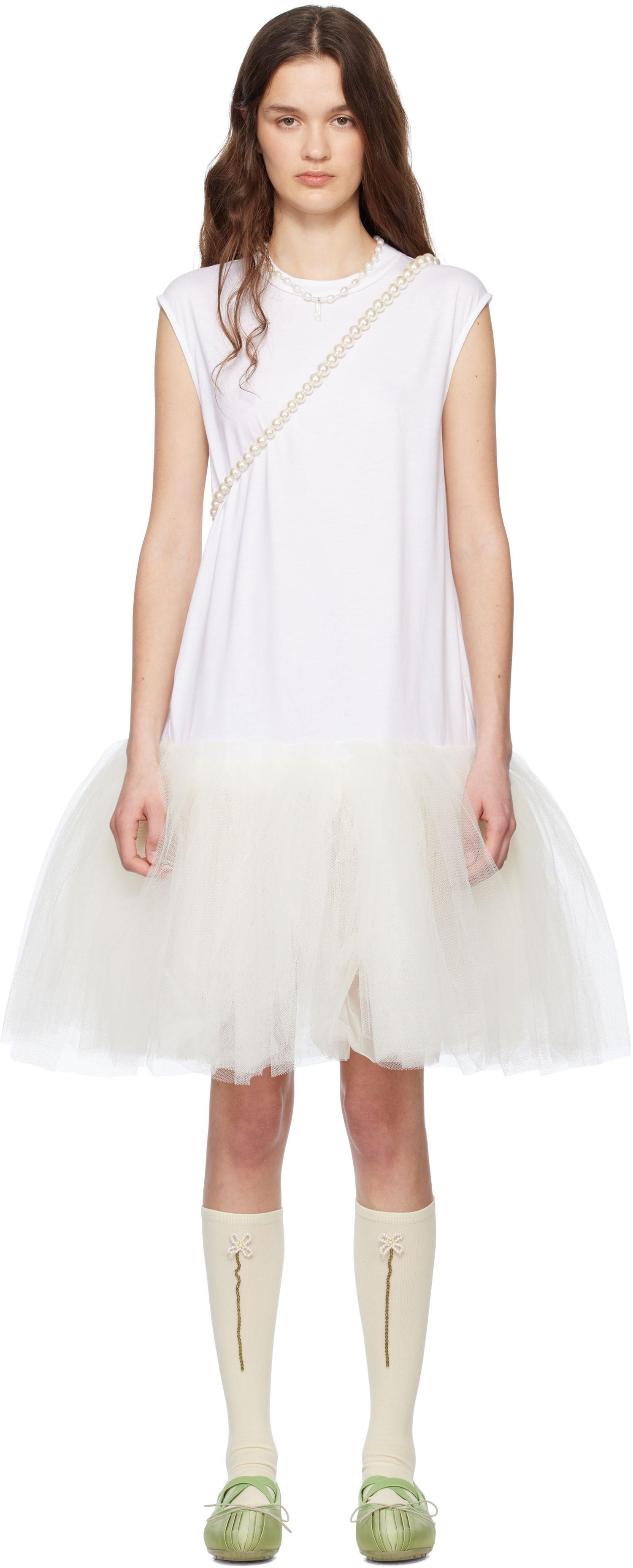 Šaty Simone Rocha Simone Rocha Relaxed Ballet Tutu Midi Dress Biela | 7396 0553, 0