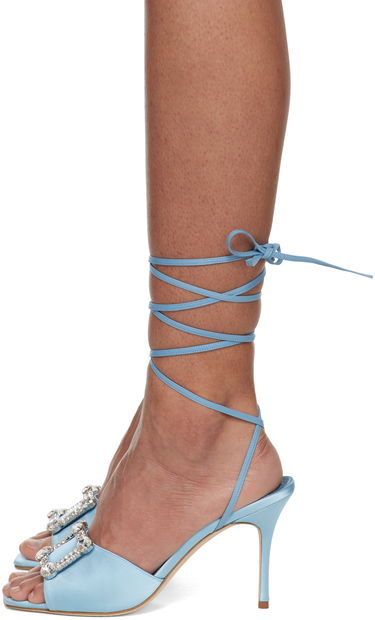 Doplnky Manolo Blahnik Manolo Blahnik Lenole Pop Fabio Satin Heels Modrá | 423-1722, 2