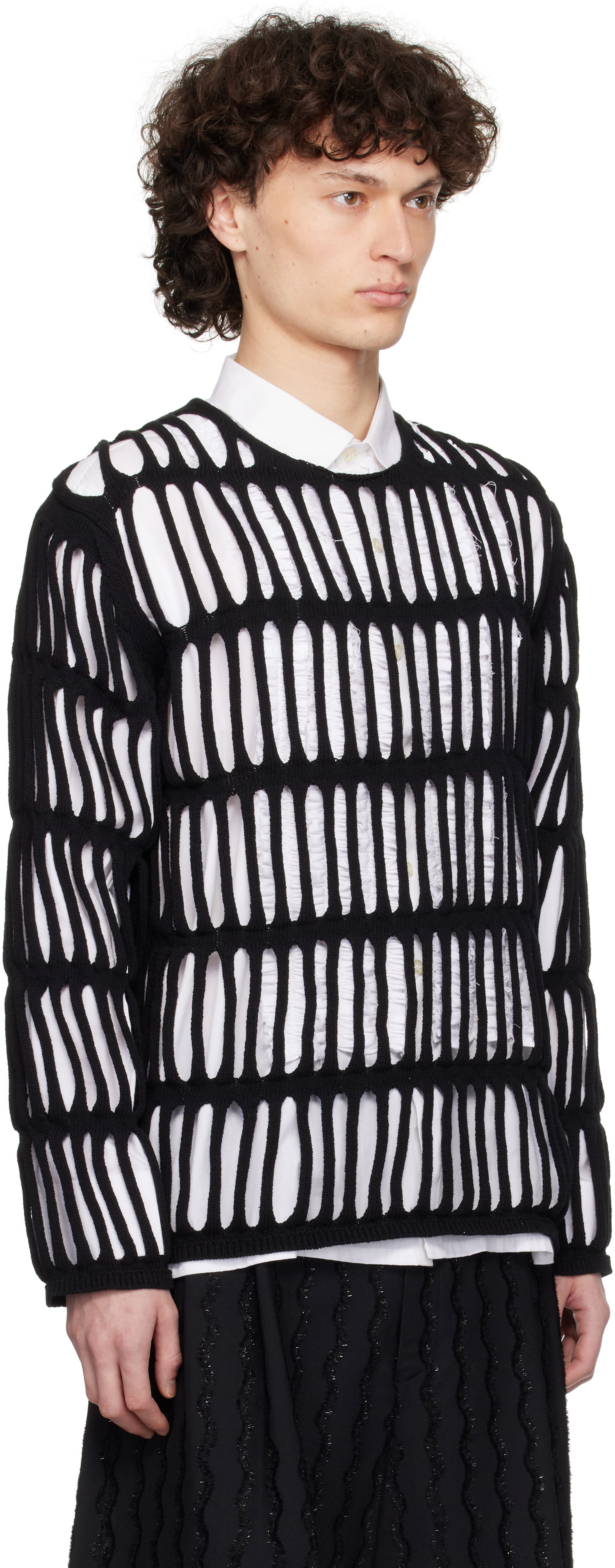 Sveter Comme des Garçons CDG Homme Plus Code Intarsia A Pattern Crewneck Sweater Čierna | PO-N011-051, 1