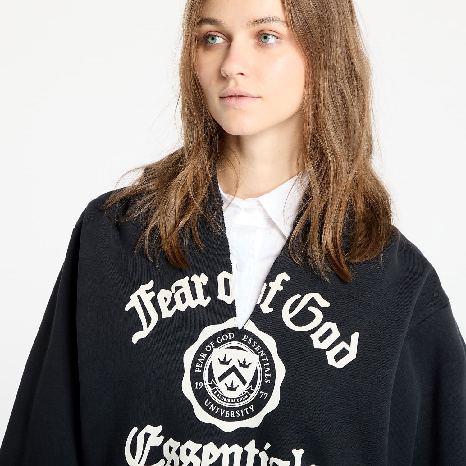 Mikina Fear of God Heavy Fleece Cropped V-Neck Hoodie Čierna | 192HO245590FW-001, 1