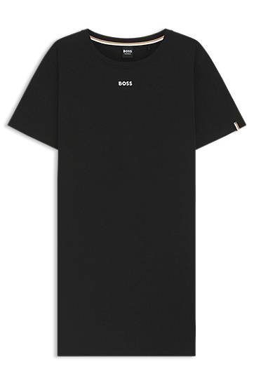 Tričko BOSS Stretch-Cotton T-Shirt with Logo Details Čierna | 50545587, 0