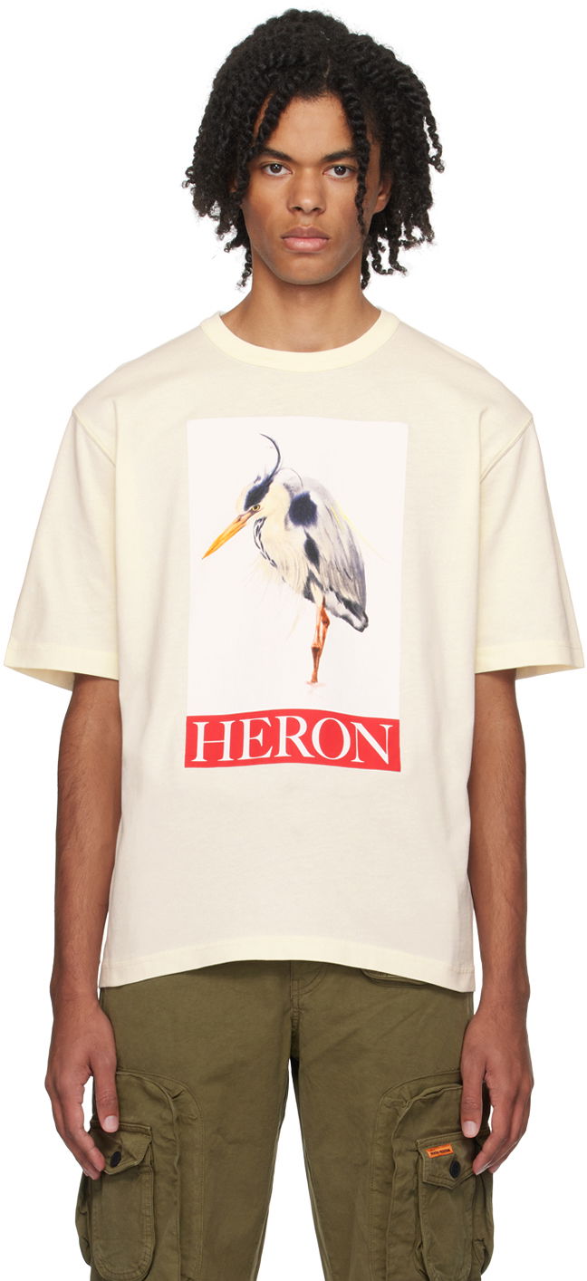 Tričko HERON PRESTON Bird Painted T-Shirt Biela | HMAA032F23JER0040425, 0