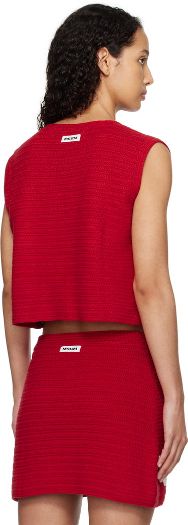 Sukňa MSGM MSGM Crocheted Flower Appliqué Sweater Vest Červená | 3841MDT194 257286, 2