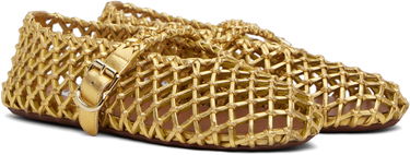 Starostlivosť o obuv Alaïa ALAÏA Braided Goatskin Ballerina Flats Metalická | AA3A029CK281, 3